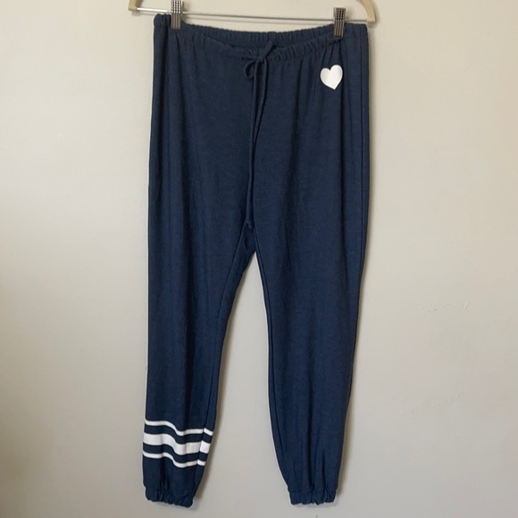 Chaser Heart Stripe Band Joggers Blueberry Size L - Picture 2 of 3